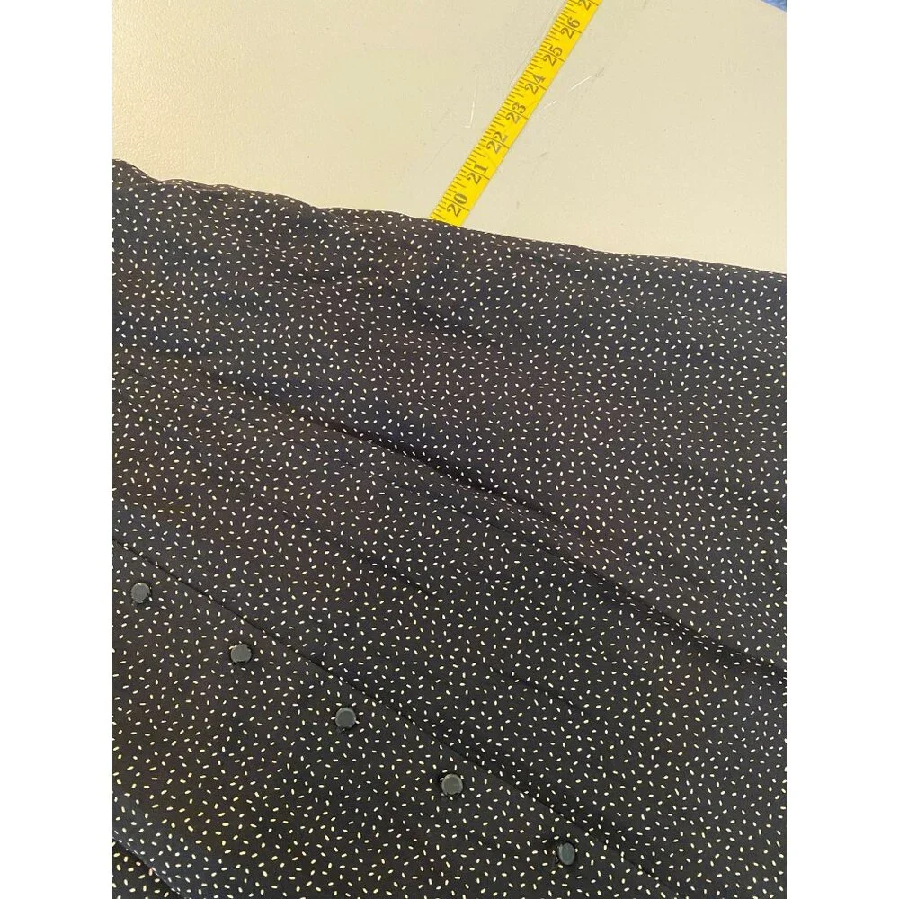 Dana Buchman Midi Dress Black White Dots Short Sleeve Collared Buttons up Silk - Picture 8 of 10